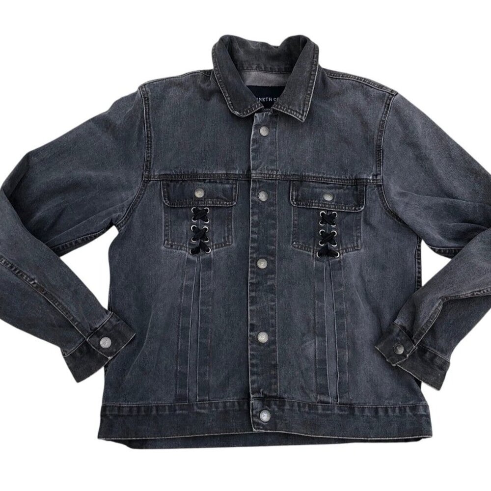 KENNETH COLE New York Denim Jacket MEDIUM Men's Black Long Sleeve Jean​